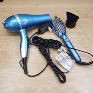 BABYLISS PRO Blue Ionic Dryer & Thermal Paddle Brush 2000 Watt Nano Titanium
